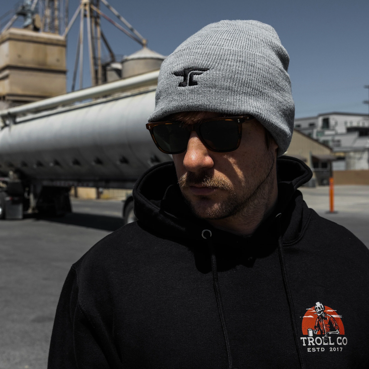 Troll Co. Anvil Graphic Knit Cuffed Beanie