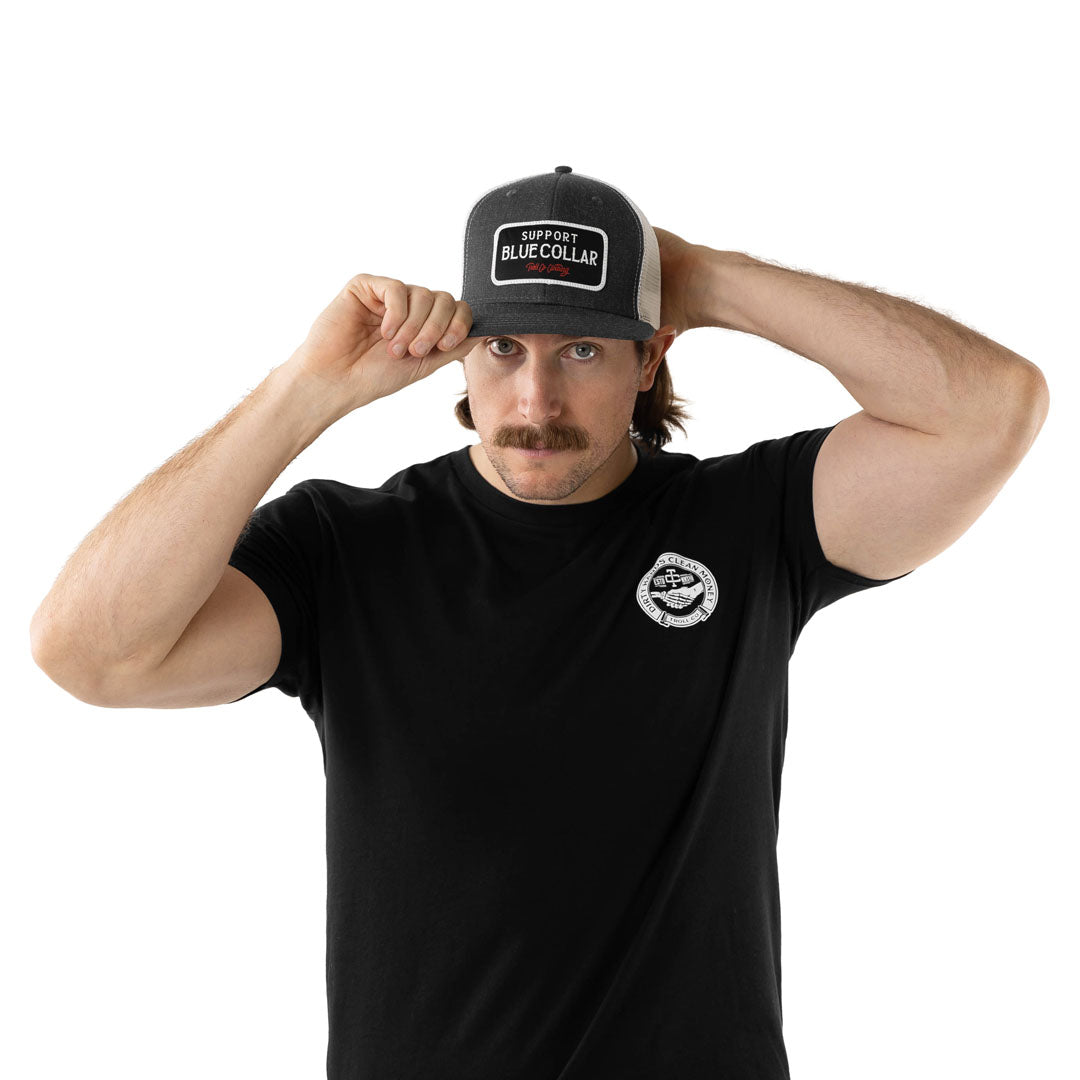 Troll Co. Men's Barricade "Support Blue Collar" Graphic Snapback Hat Hats & Caps Troll Co.
