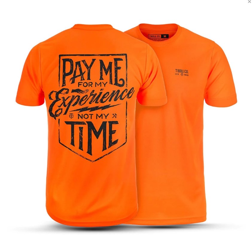 Troll Co. Men&#39;s Pay Me Short Sleeve Crewneck T-Shirt_Bright Orange - Work World - Workwear, Work Boots, Safety Gear