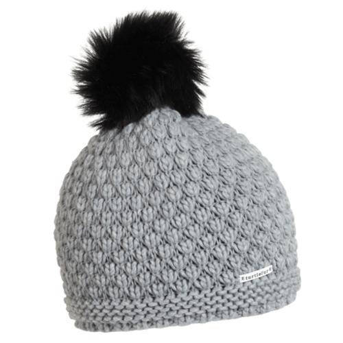 Turtle Fur Women's Snowfall Sherpasoft Interior Lined Faux Fur Pom Knit Beanie Hats & Caps Turtle Fur Gray OS