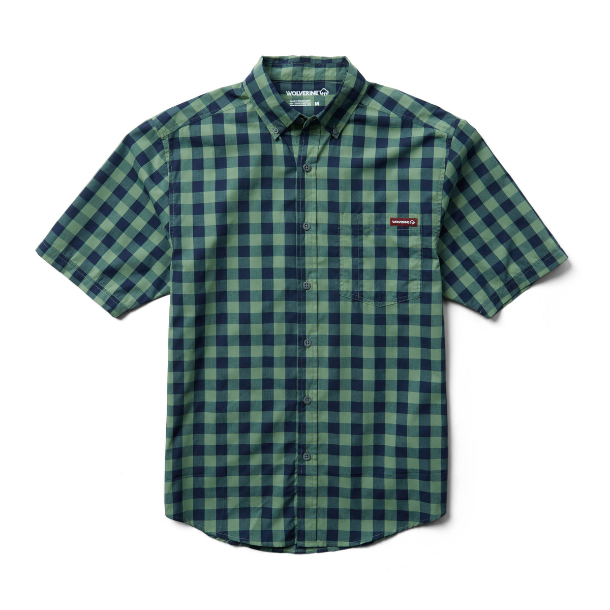 Wolverine Men's Mortar Short Sleeve Shirt Work Shirts Wolverine Sage Plaid 2XL Reg