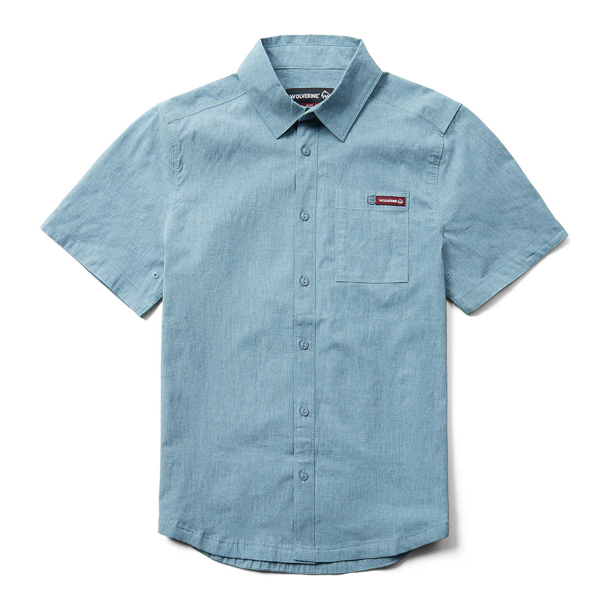 Wolverine Men's Grayson Button-Down Chambray Short Sleeve Work Shirt Work Shirts Wolverine Blue Shadow 2XL Reg