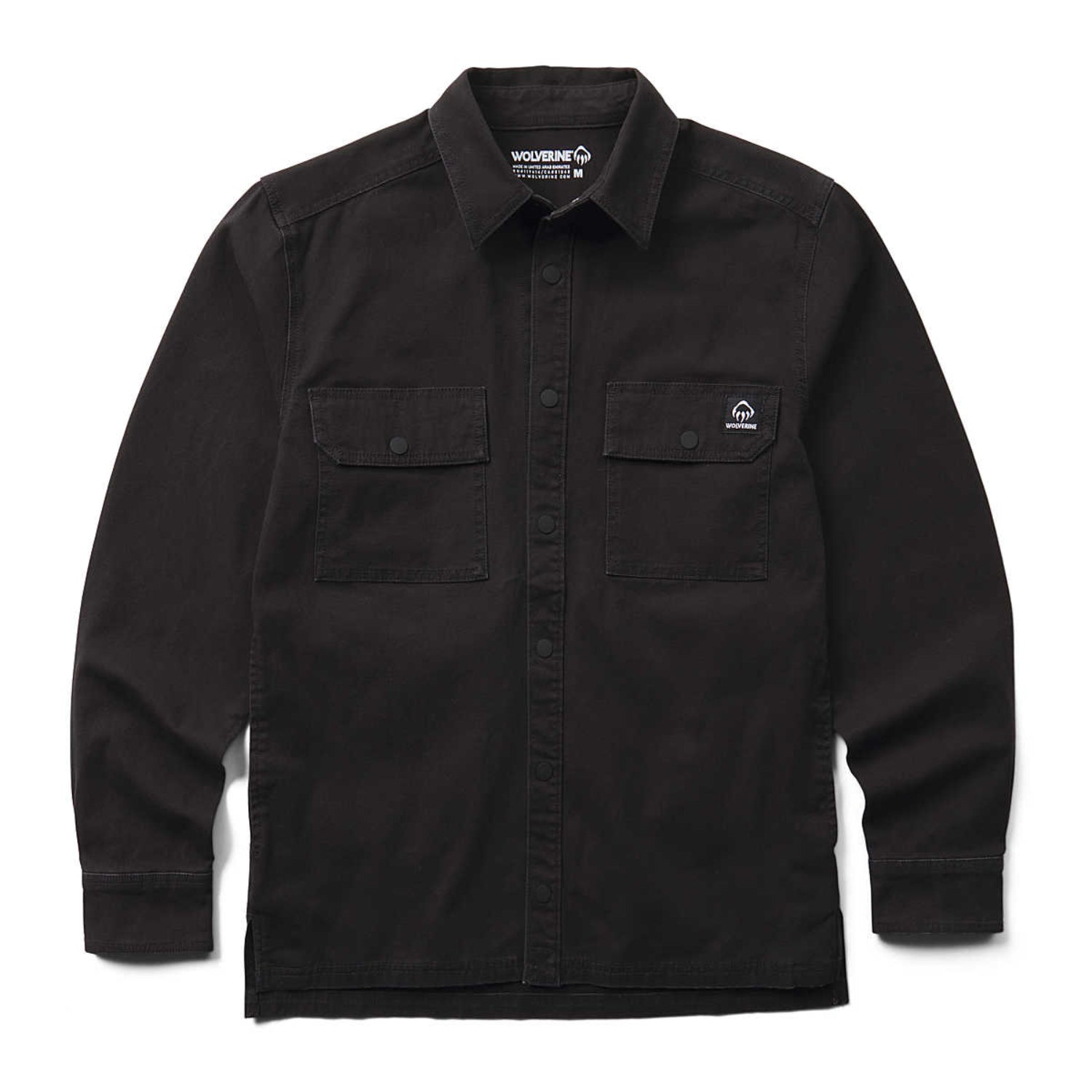 Wolverine Men's Steelhead Stretch Canvas Snap-Up Shirt Jac Long Sleeve T-Shirts Wolverine Black 2XL Reg
