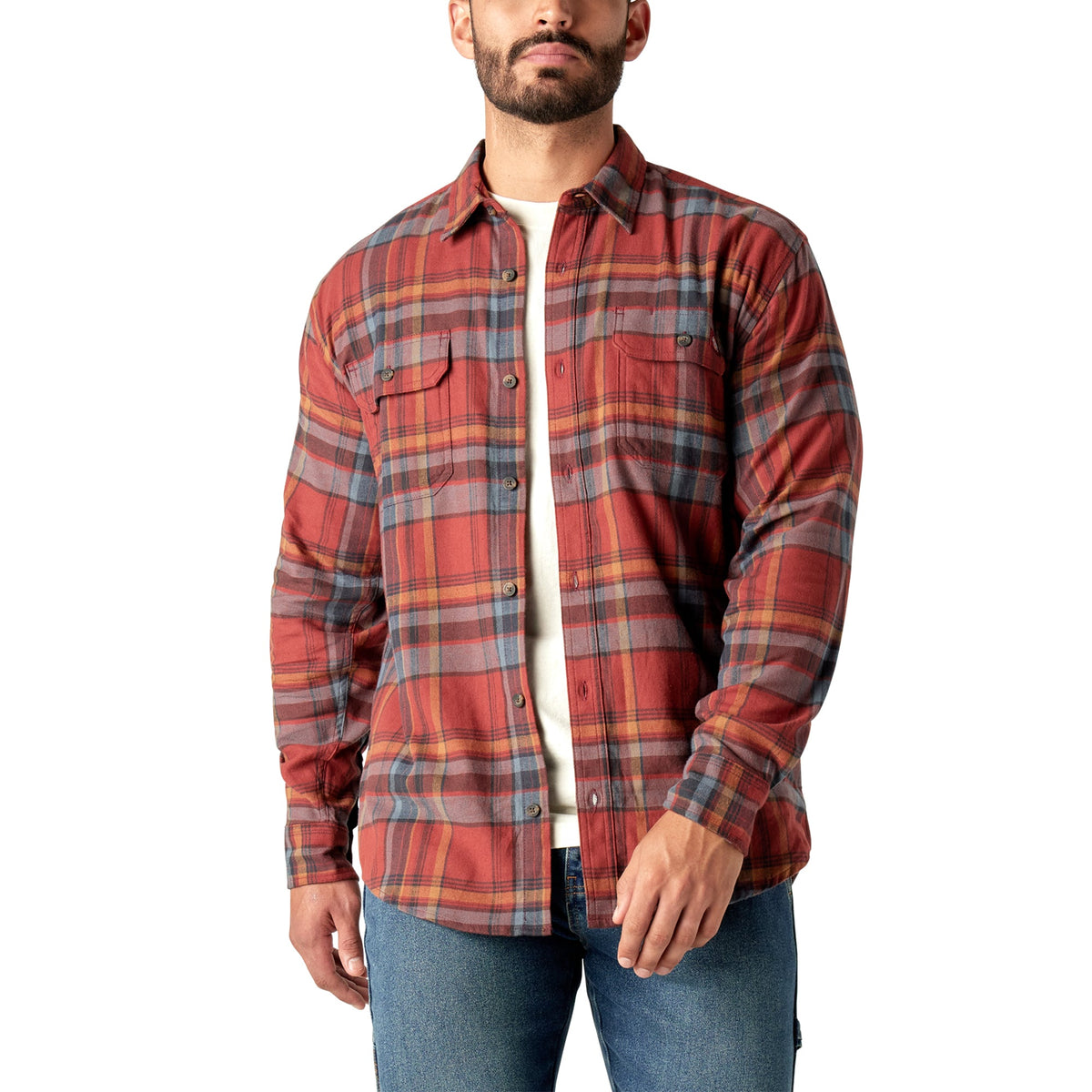 Dickies Men's Khaki 5.25 oz. Long-Sleeve Work Shirt Dickies Men's Khaki 5.25 oz. Long-Sleeve Work Shirt