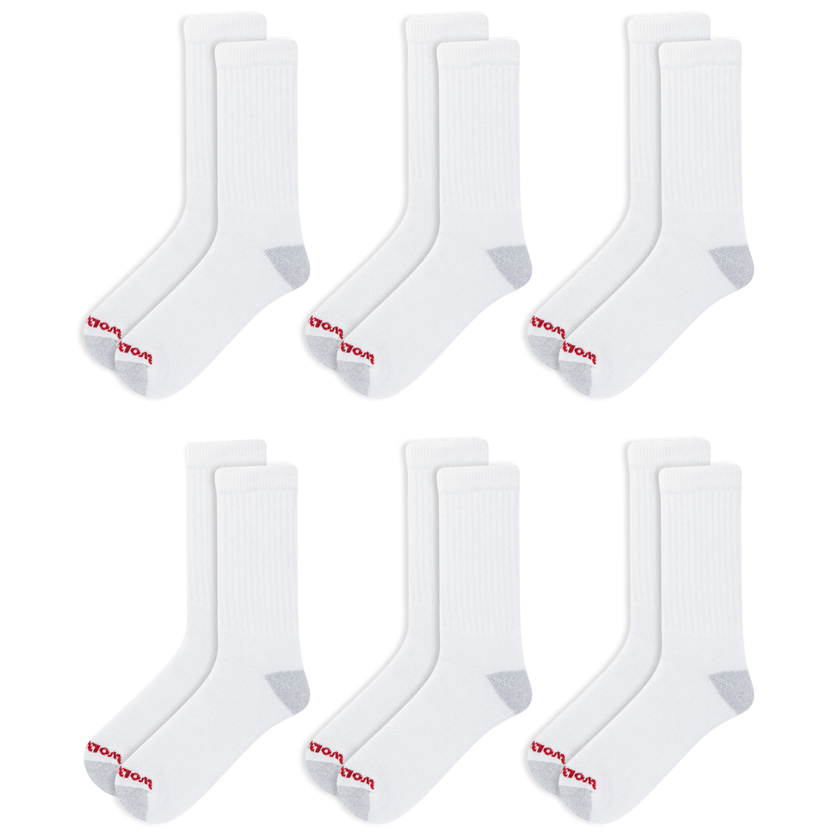 Wolverine Men's Heavy Duty Work Crew Sock (6 Pack) - Work World - Workwear, Work Boots, Safety Gear