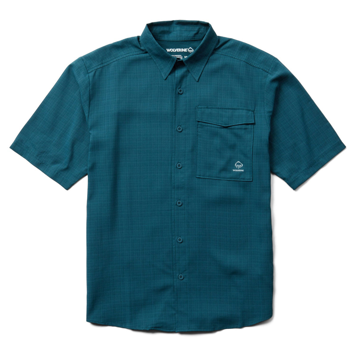 Wolverine Men's Driver Lightweight Button-Down Short Sleeve Work Shirt Work Shirts Wolverine Ink Blue 2XL Reg
