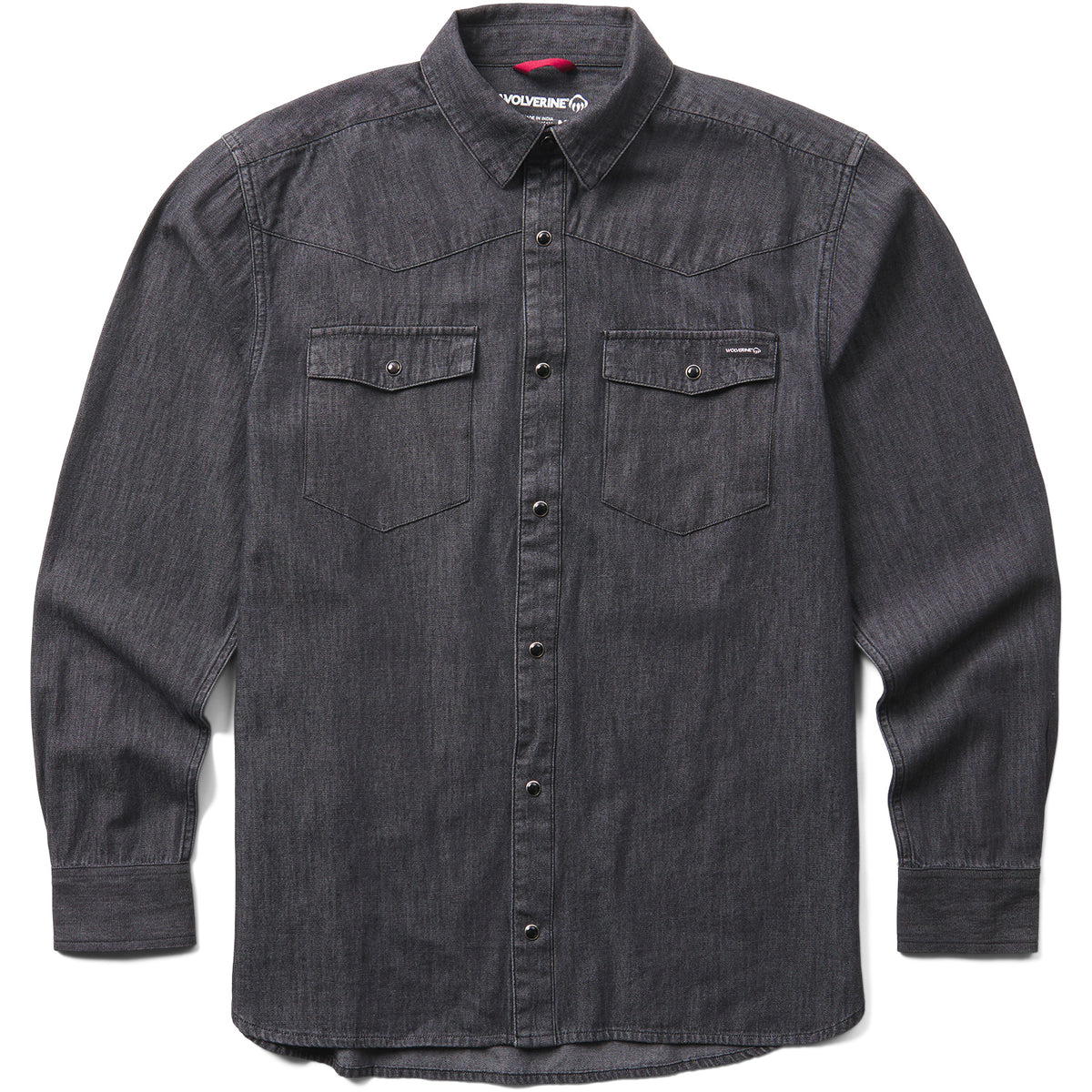 Wolverine Men's Rancher Denim Long Sleeve Shirt Long Sleeve T-Shirts Wolverine Black 2XL Reg