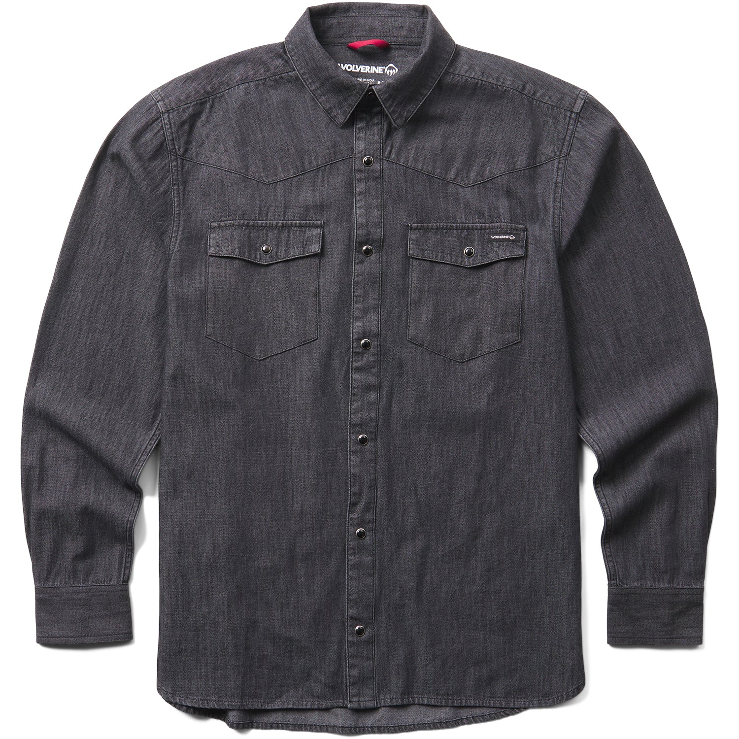 Wolverine Men's Rancher Denim Long Sleeve Shirt Long Sleeve T-Shirts Wolverine Black 2XL Reg