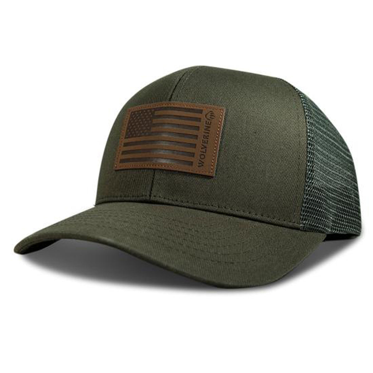 Wolverine Flag Leather Patch Trucker Cap