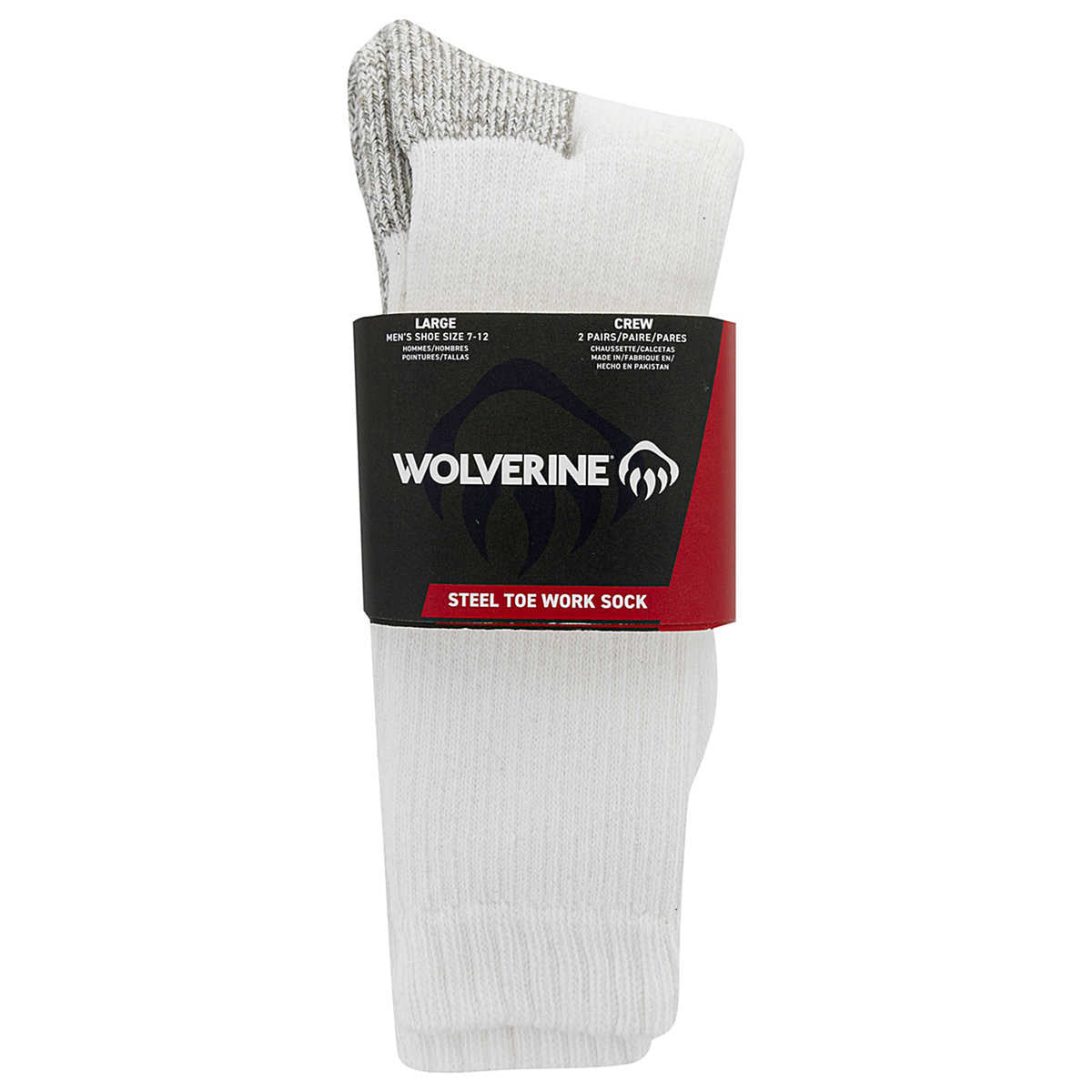 Wolverine 2-Pack Steel Toe Cotton Mid-Calf Sock Socks Wolverine White L