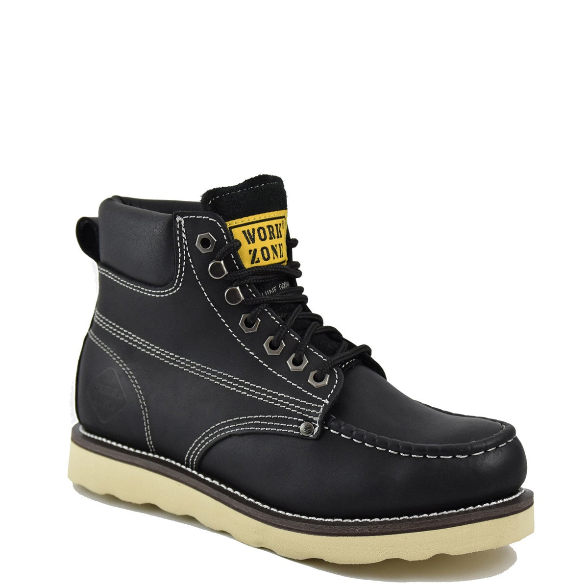 Work Zone Men's Moc-Toe 6" Soft Toe Work Boot Work Boots Work Zone Black 10 M