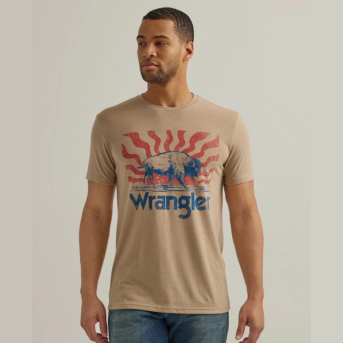 Wrangler Men&#39;s Regular Fit Buffalo Graphic Short Sleeve T-Shirt - Work World - Workwear, Work Boots, Safety Gear