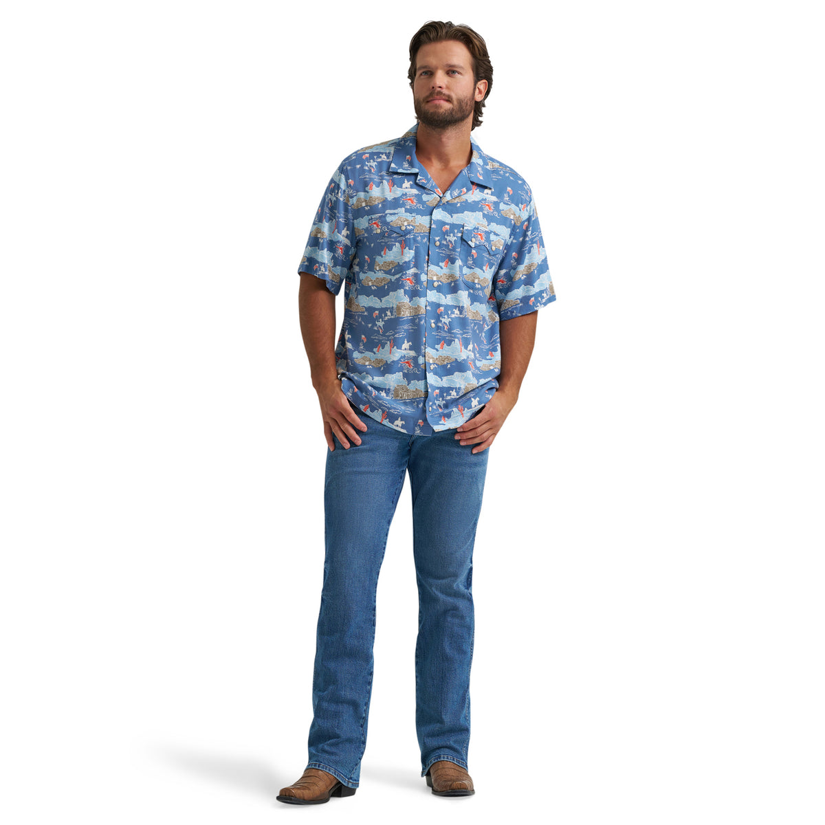 Wrangler Men's Coconut Cowboy Camp Shirt Work Shirts Wrangler