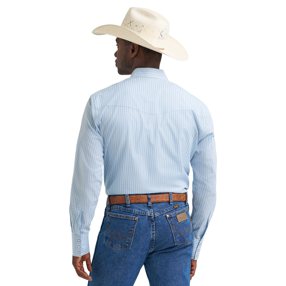 Wrangler Men's Long Sleeve Western Stripe Pearl Snap Shirt Work Shirts Wrangler