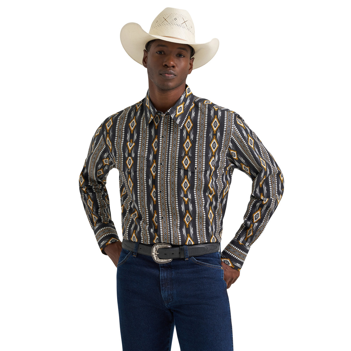 Wrangler Men's Checotah® Long Sleeve Western Snap Printed Shirt