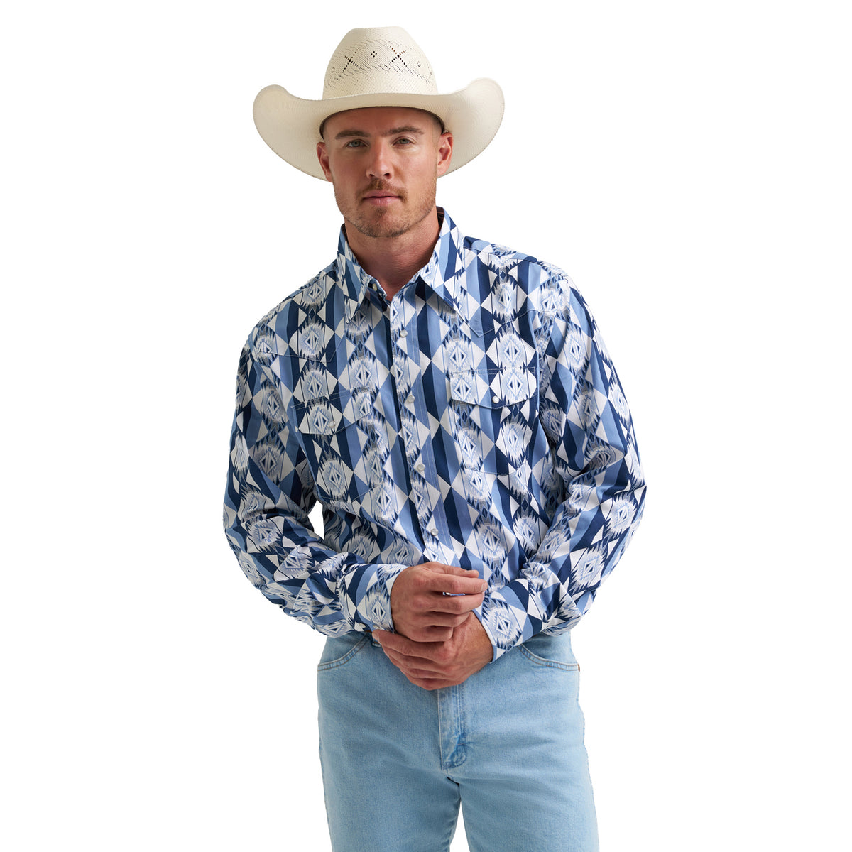 Wrangler Men's Checotah® Long Sleeve Western Snap Printed Shirt