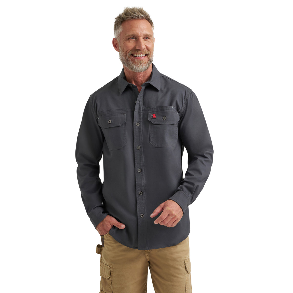 Wrangler Men's RIGGS Workwear® Ground Cloth Work Shirt Work Shirts Wrangler RIGGS Asphalt 2XL Reg