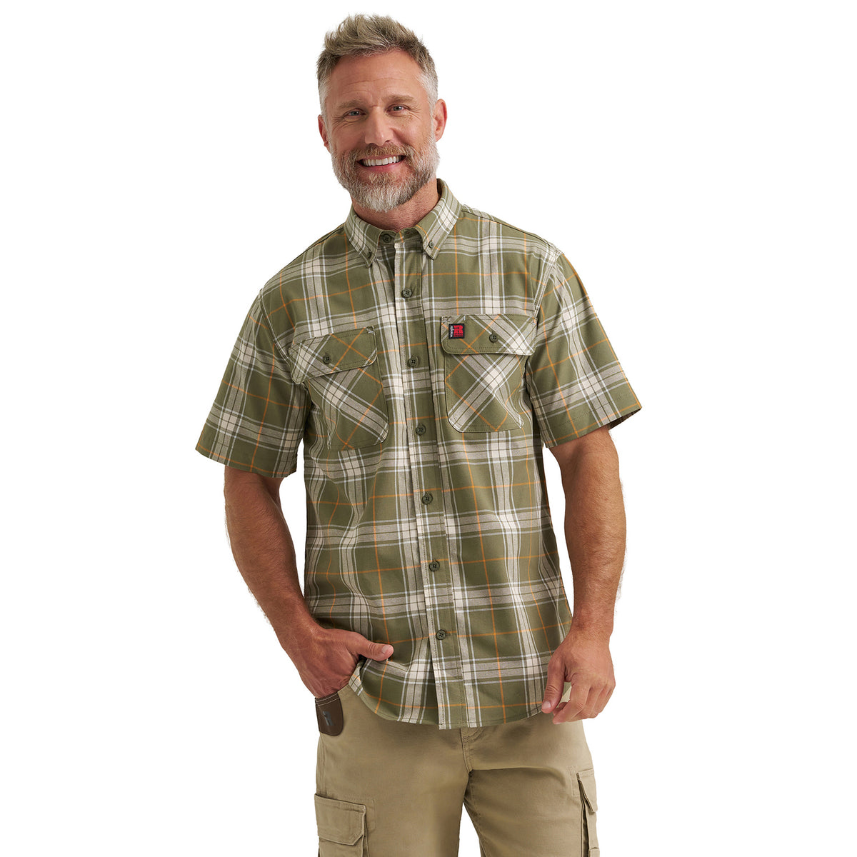 Wrangler Men's RIGGS Workwear® Foreman Plaid Work Shirt Work Shirts Wrangler RIGGS Green 2XL Reg