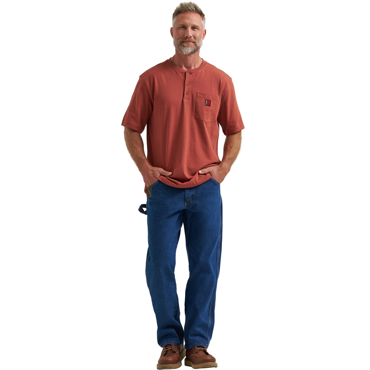 Wrangler Men's RIGGS Workwear® Short Sleeve Relaxed Henley Work Shirts Wrangler