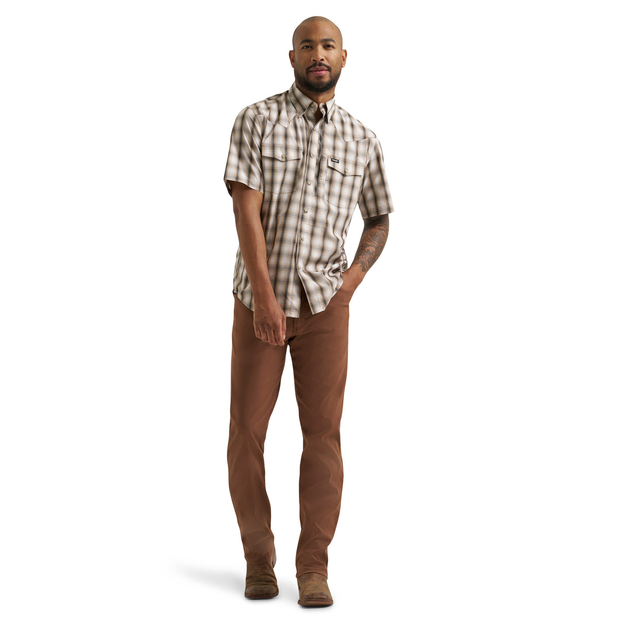 Wrangler Men's All Terrain Gear Men's Plaid Performance Shirt Work Shirts Wrangler