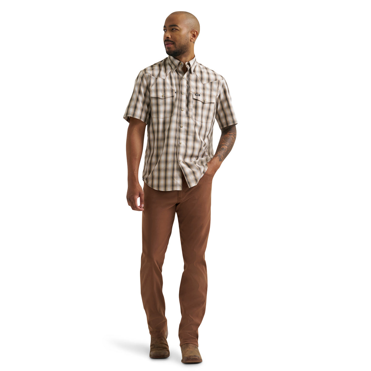Wrangler Men's All Terrain Gear Men's Plaid Performance Shirt Work Shirts Wrangler