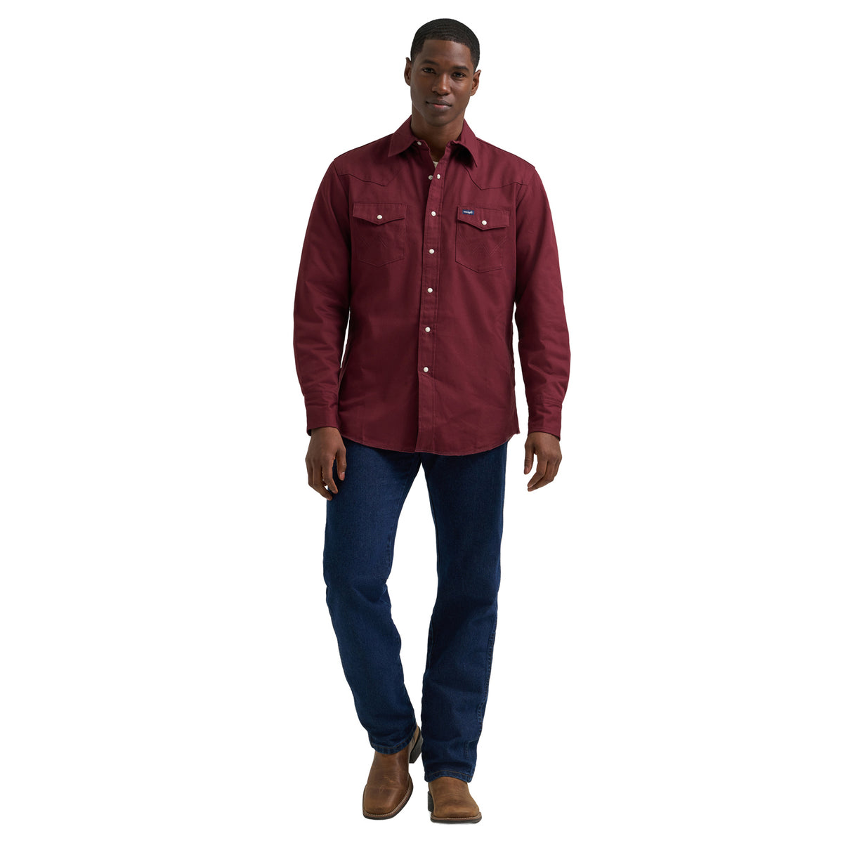 Wrangler Men's Long Sleeve Flannel Lined Solid Work Shirt