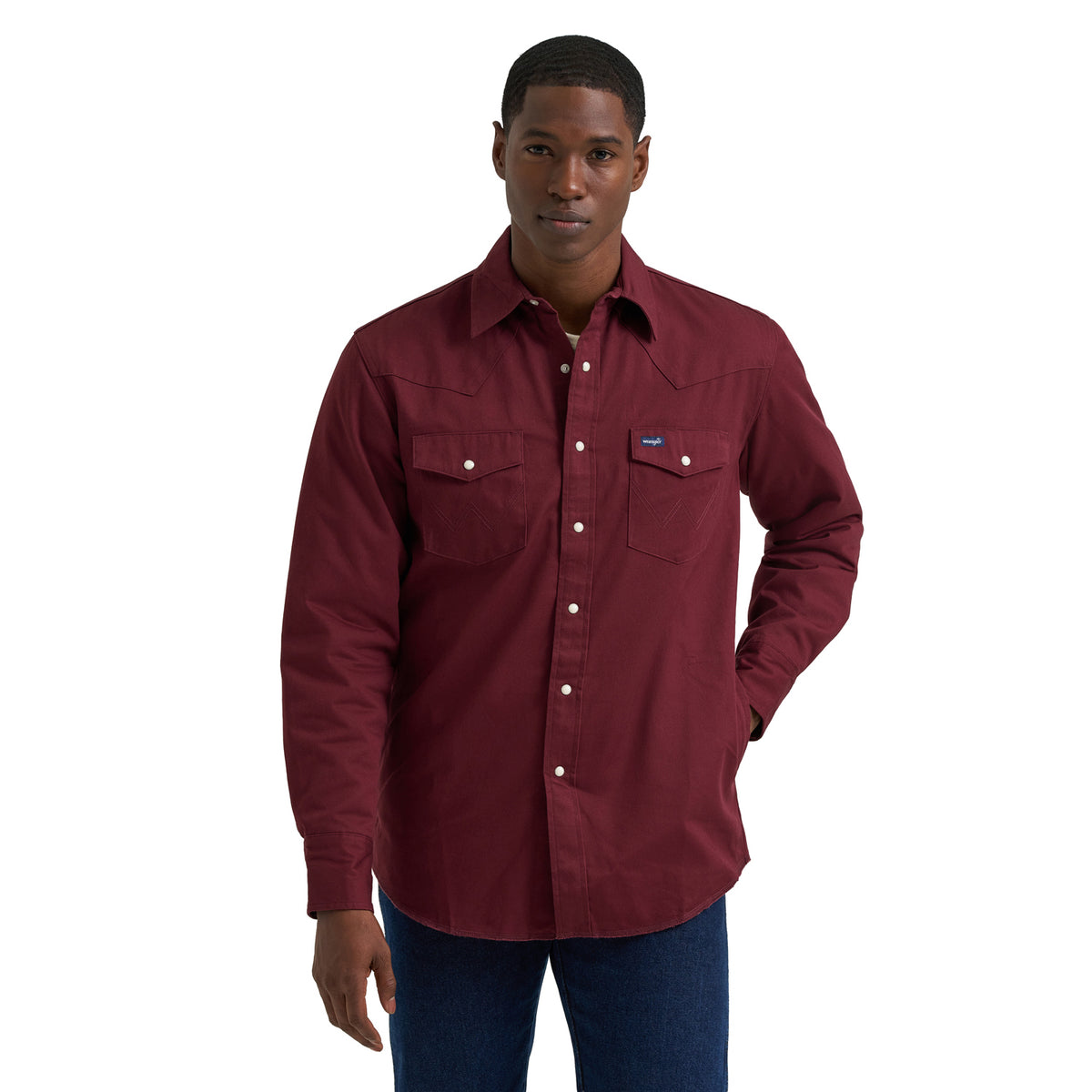 Wrangler Men's Long Sleeve Flannel Lined Solid Work Shirt