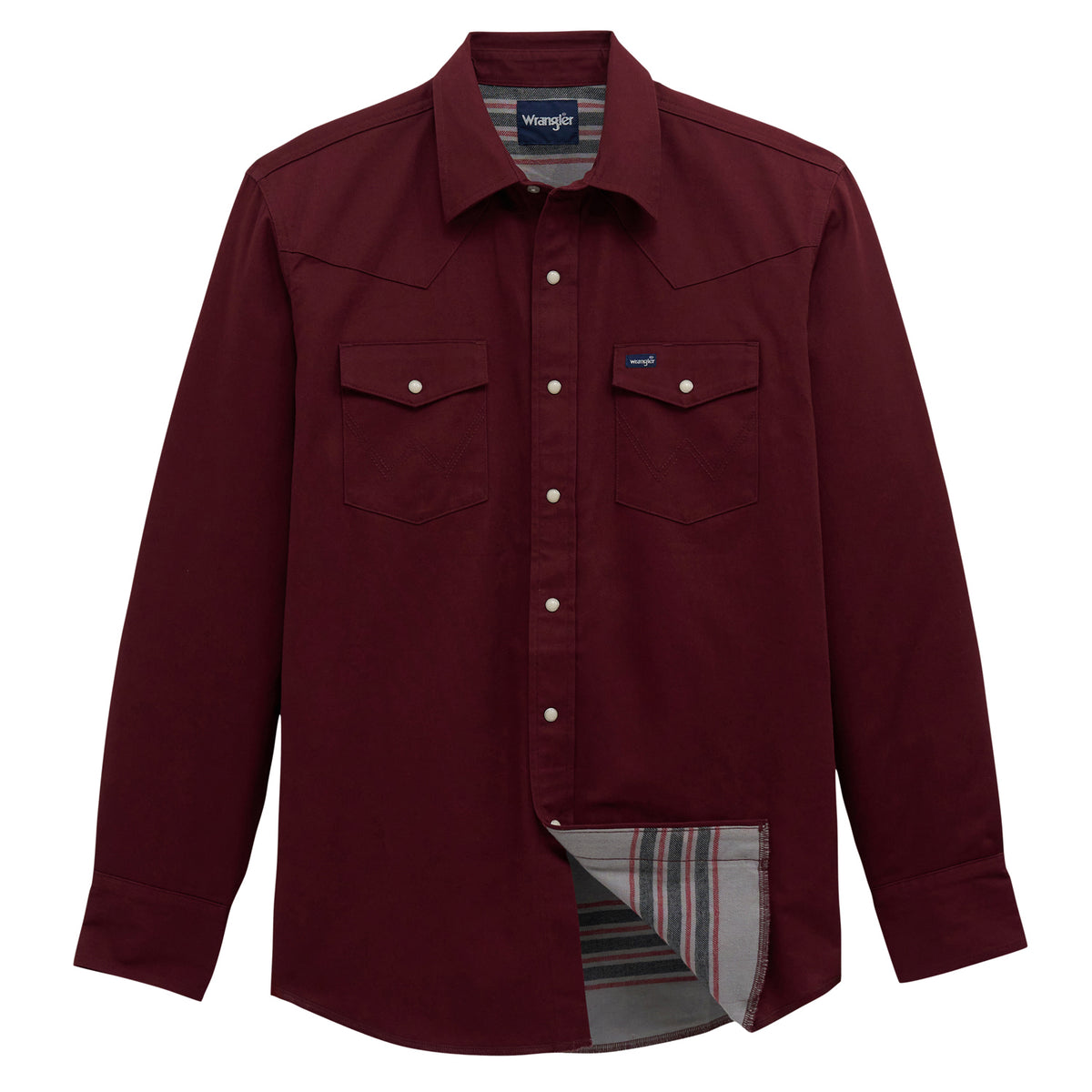 Wrangler Men's Long Sleeve Flannel Lined Solid Work Shirt