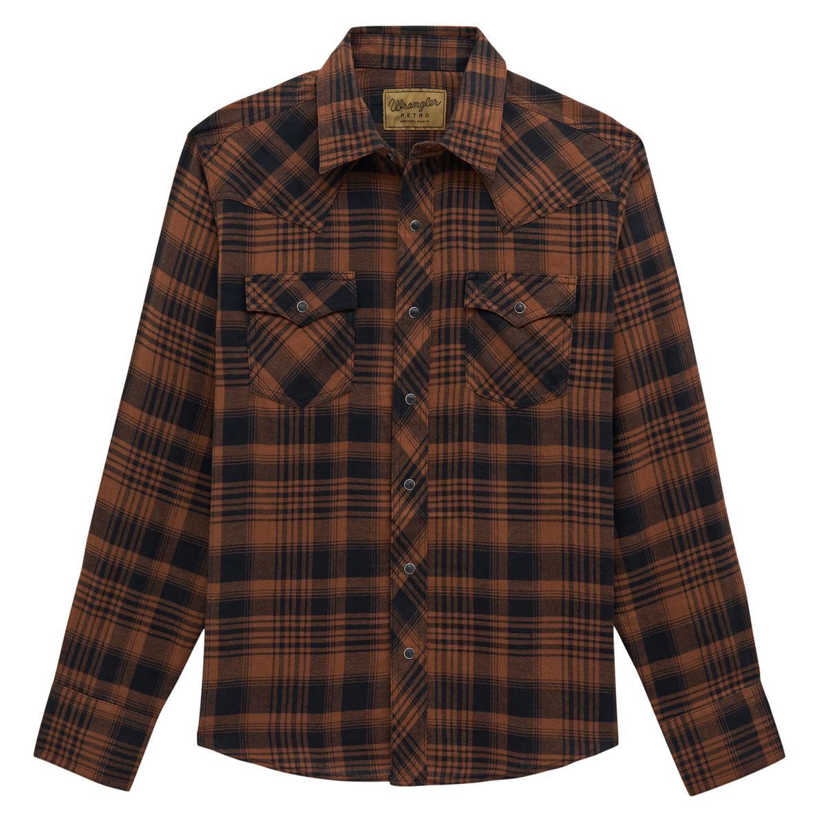 Wrangler Men's Retro Long Sleeve Flannel Western Snap Plaid Shirt