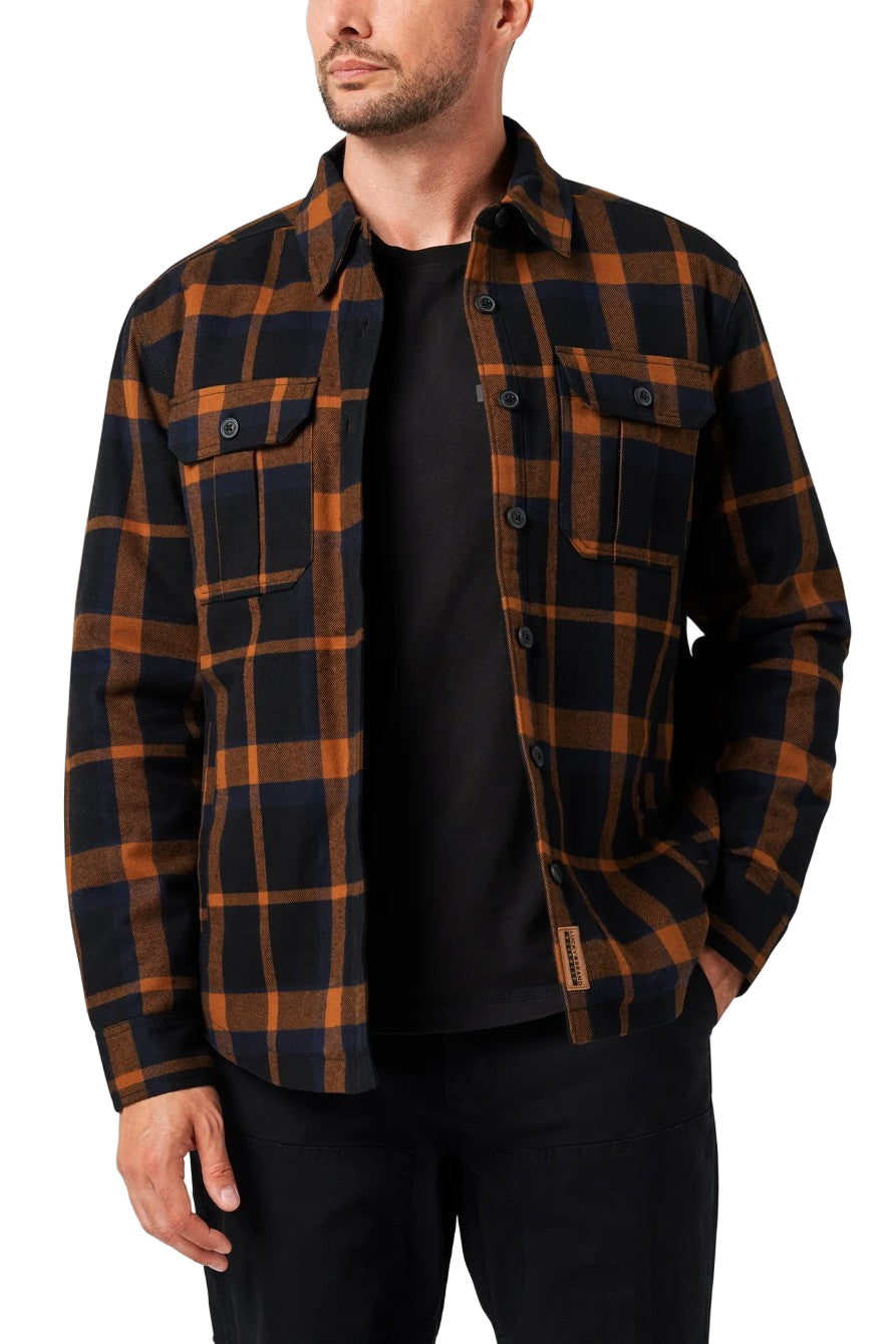 Lucky Brand Workwear Men's Yarn Dyed Flannel Sherpa Lined Shirt Jac Work Shirts Lucky Brand