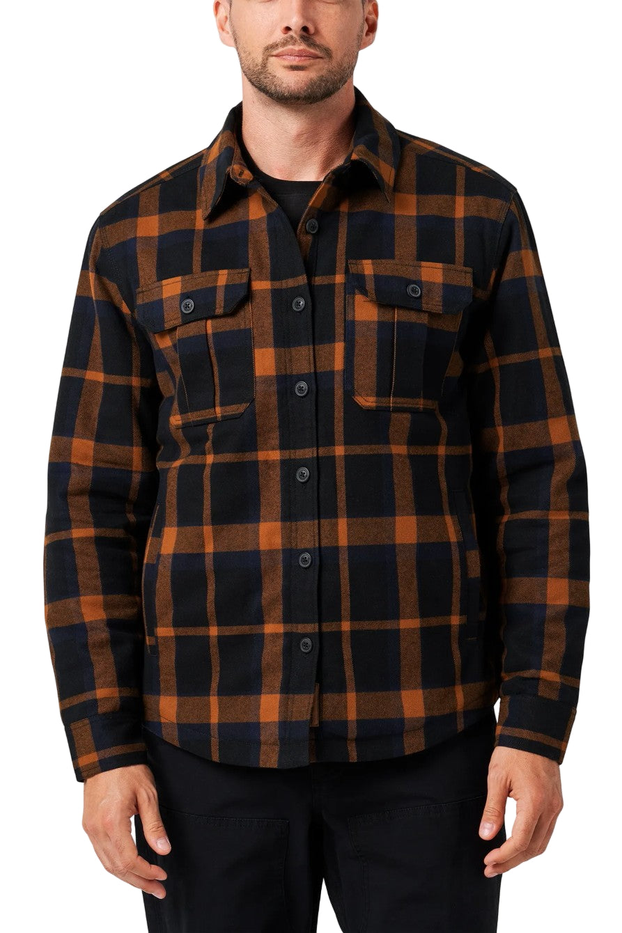 Lucky Brand Workwear Men's Yarn Dyed Flannel Sherpa Lined Shirt Jac Work Shirts Lucky Brand