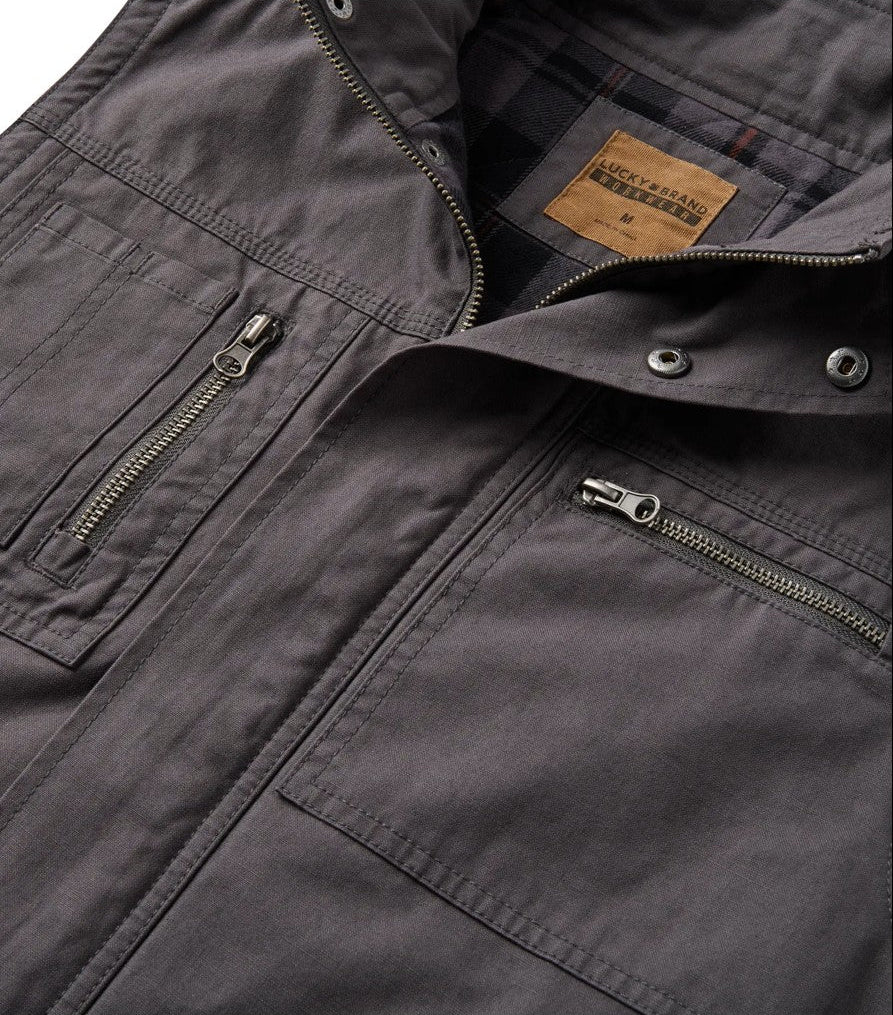 Lucky Brand Workwear Canvas Quilted Plaid Flannel Lined Vest - Work World - Workwear, Work Boots, Safety Gear