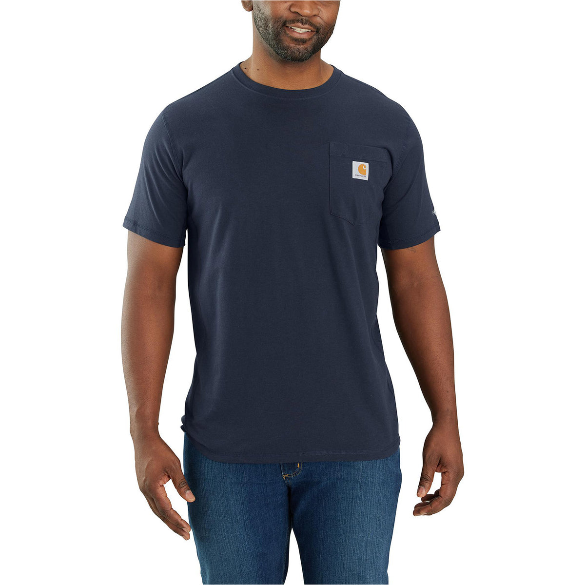 Carhartt Men&#39;s Force® Relaxed Fit Midweight Short Sleeve Pocket Tee_Navy - Work World - Workwear, Work Boots, Safety Gear