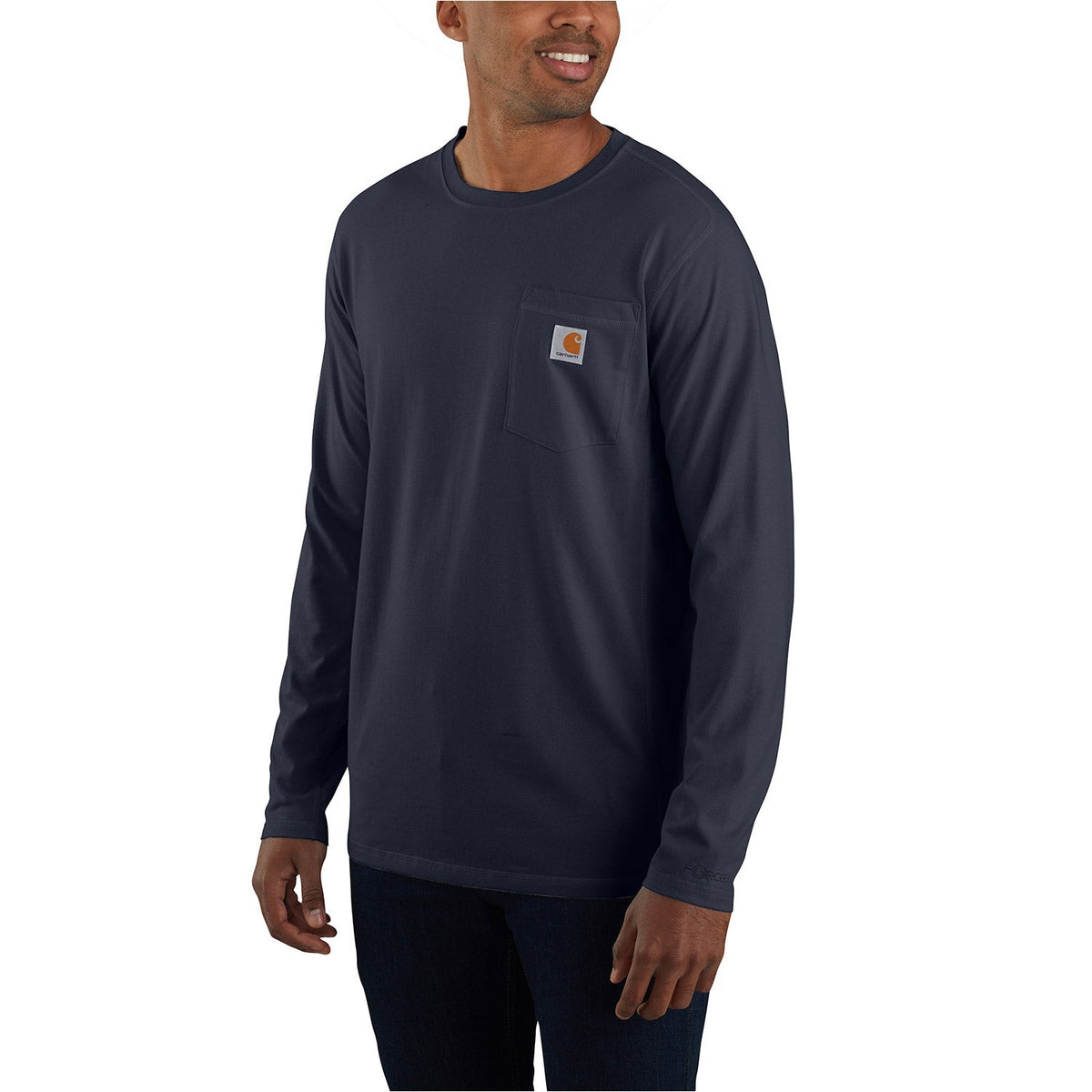 Carhartt Men's Force® Relaxed Fit Long Sleeve Pocket T-Shirt Long Sleeve T-Shirts Carhartt Navy 2XL Reg