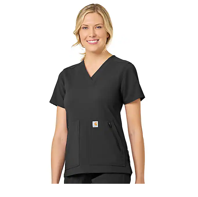 Carhartt Women's Rugged Flex® 4 Pocket V-Neck Scrub Top Scrubs Carhartt Black 2XL Reg