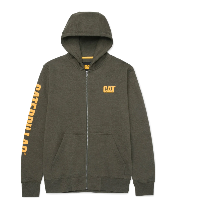 CAT Men's Full Zip Hooded Sweatshirt Sweatshirts & Hoodies CAT Army Moss Heather 2XL Reg