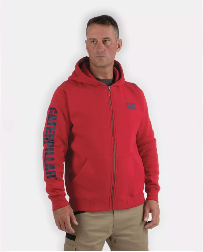 Red zipper hooded 2024 sweatshirt