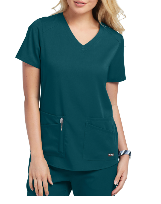 Grey&#39;s Anatomy Women&#39;s Stretch Emma 4-Pocket V-Neck Scrub Top - Work World - Workwear, Work Boots, Safety Gear