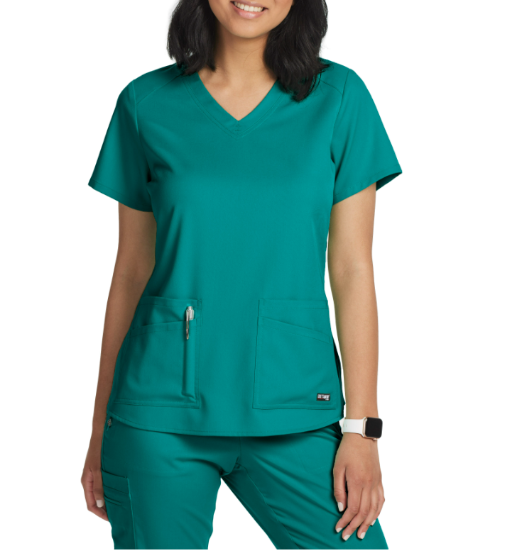 Grey&#39;s Anatomy Women&#39;s Stretch Emma 4-Pocket V-Neck Scrub Top - Work World - Workwear, Work Boots, Safety Gear
