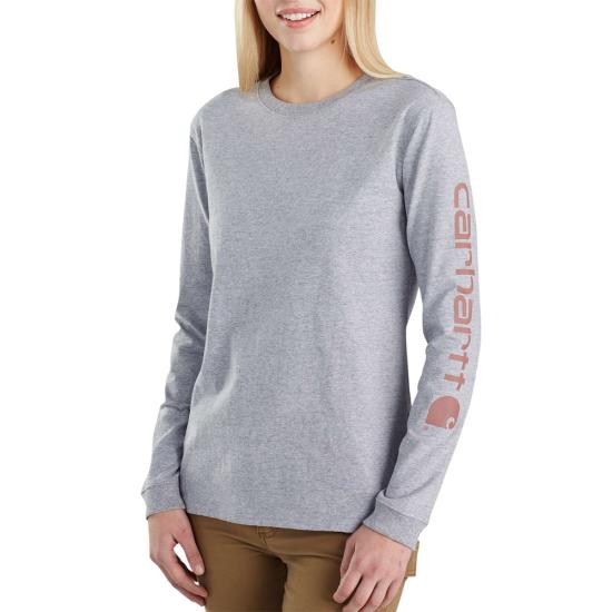 Carhartt Women's Dearborn Loose Logo Long Sleeve T-Shirt Long Sleeve T-Shirts Carhartt Heather Grey 1XL Plus