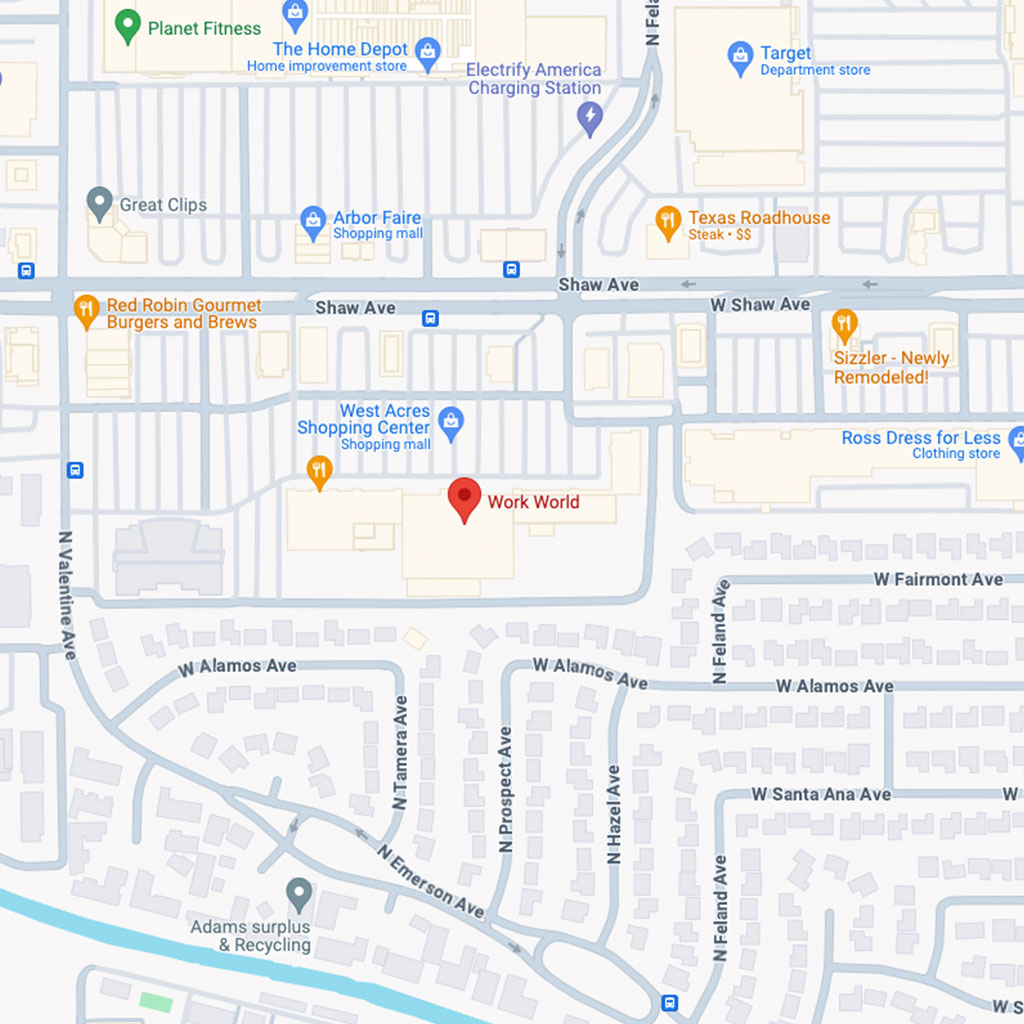 Google Map image of Work World Fresno. 