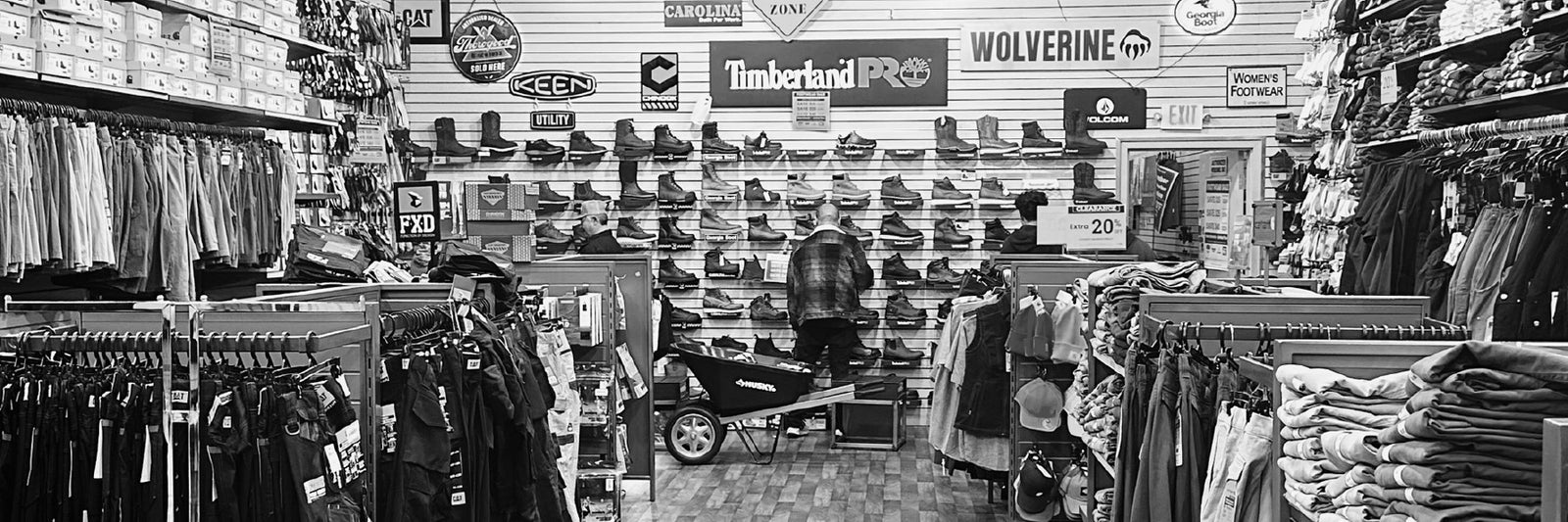 Store display at Work World, Hayward.