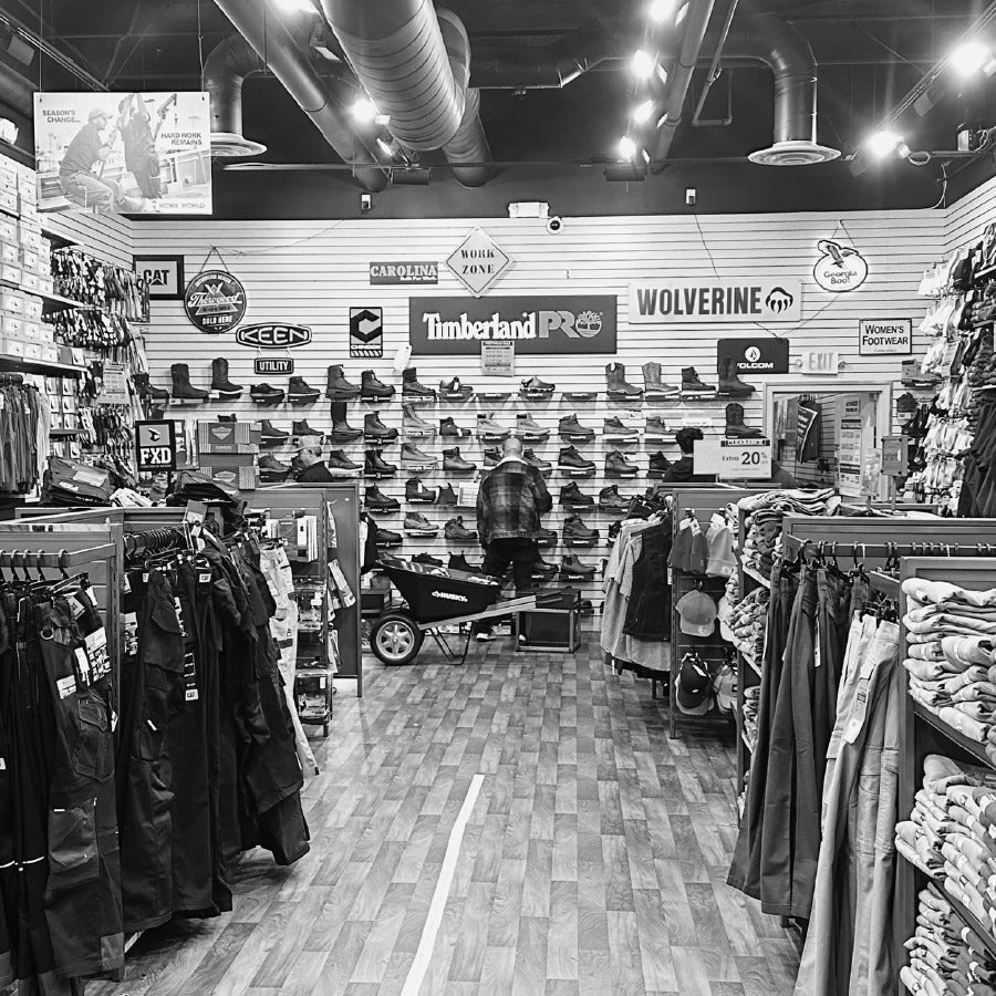 Store display at Work World, Hayward.