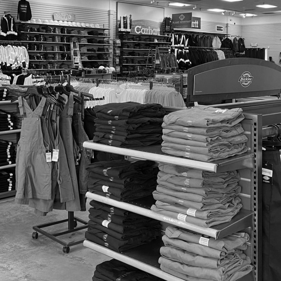 Store display in Work World Fresno at Univ Park.