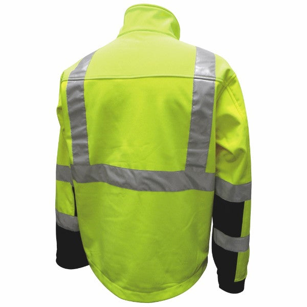 2W International Men&#39;s Class 3 Hi-Vis Soft Shell Jacket_Hi-Vis Green - Work World - Workwear, Work Boots, Safety Gear