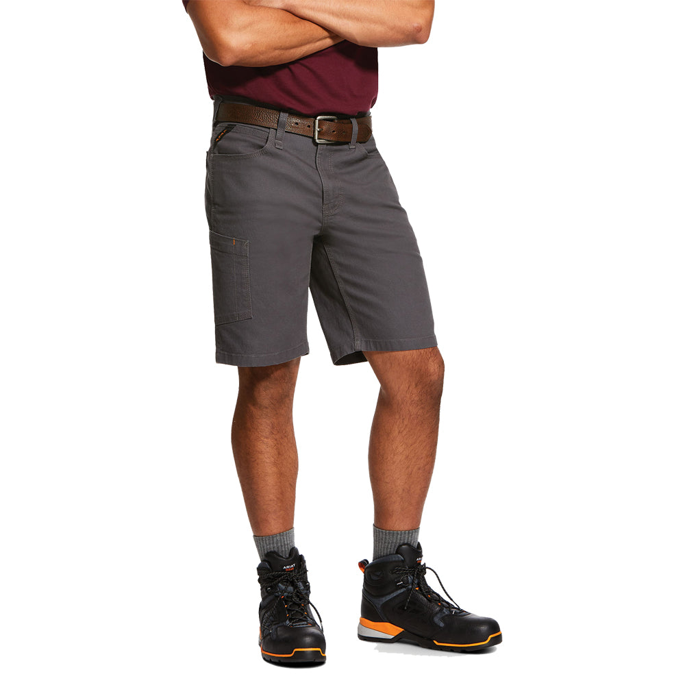 Ariat Men&#39;s 10&quot; Rebar DuraStretch Made Tough Shorts_Rebar Grey - Work World - Workwear, Work Boots, Safety Gear