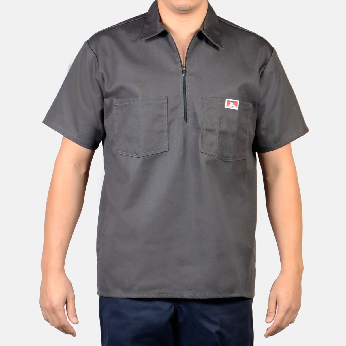 Ben Davis Men&#39;s 1/2 Zip Short Sleeve Work Shirt_Charcoal - Work World - Workwear, Work Boots, Safety Gear