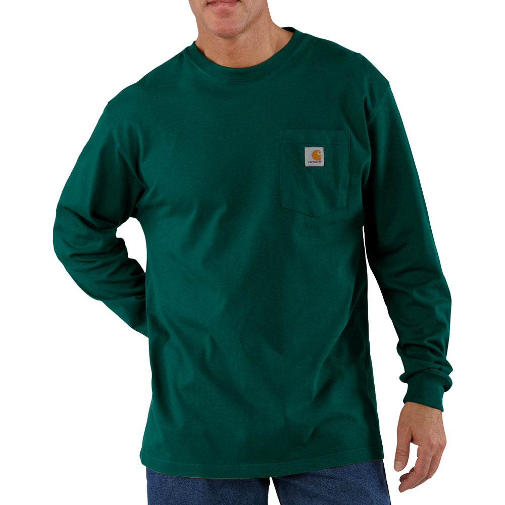 Carhartt Men's Long Sleeve Pocket T-Shirt_Hunter Green - Work World - Workwear, Work Boots, Safety Gear