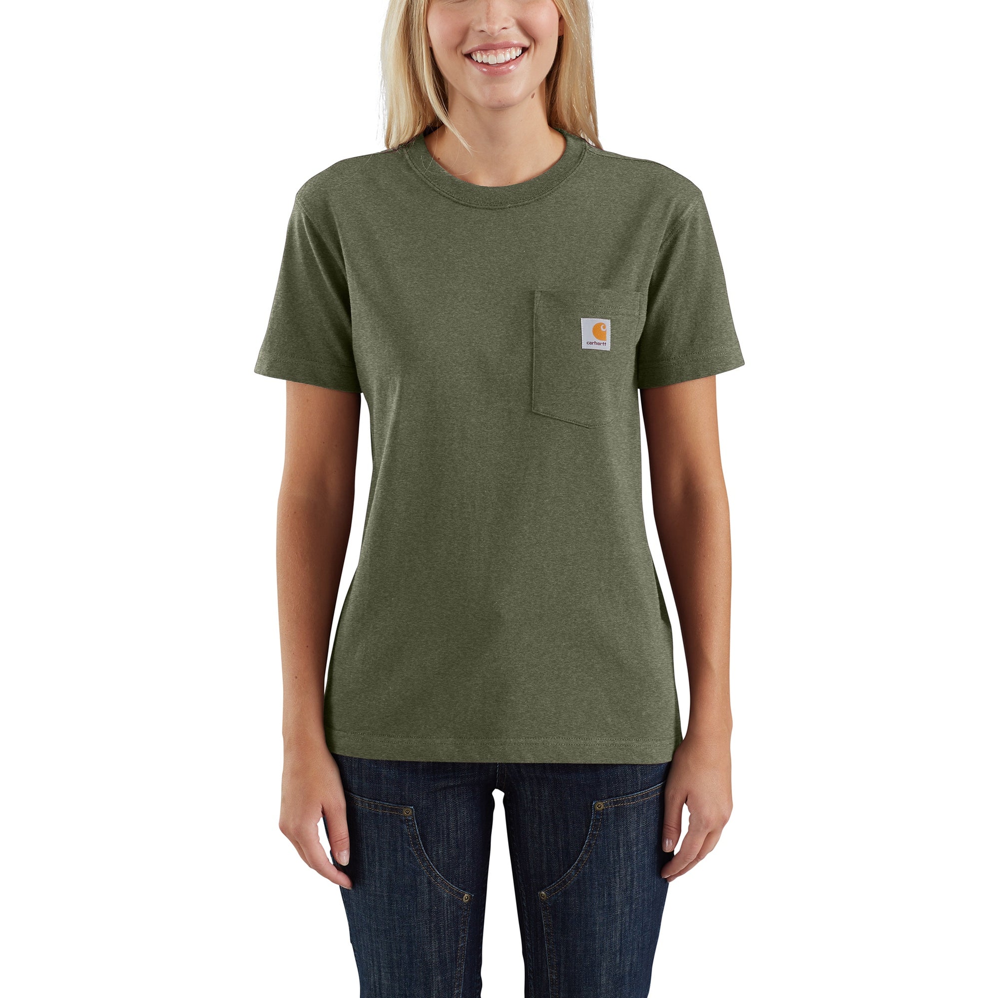 Carhartt Women's Short Sleeve Pocket T-Shirt_Basil Heather - Work World - Workwear, Work Boots, Safety Gear