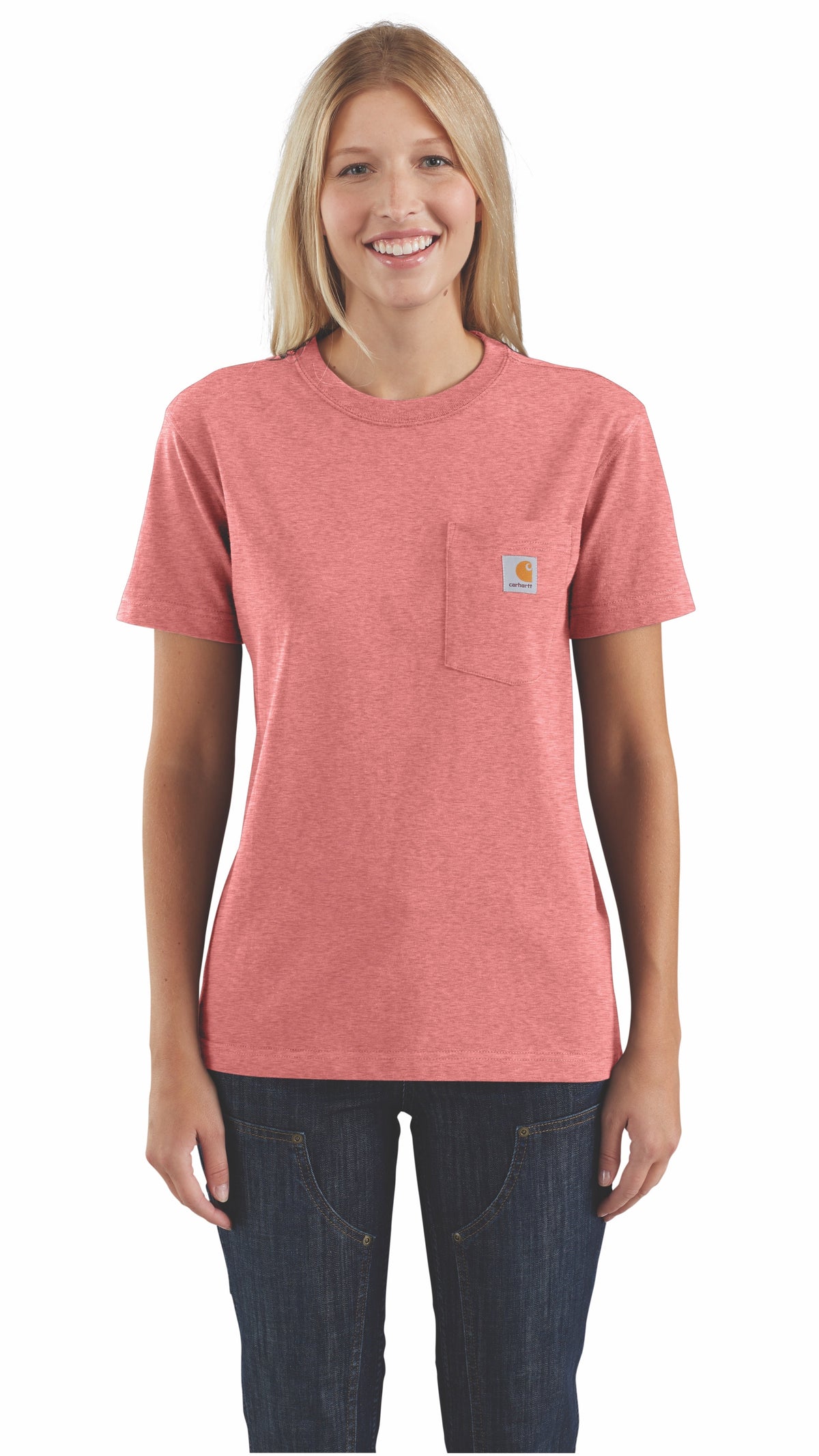 Carhartt Women&#39;s Short Sleeve Pocket T-Shirt_Coral Haze Heather - Work World - Workwear, Work Boots, Safety Gear